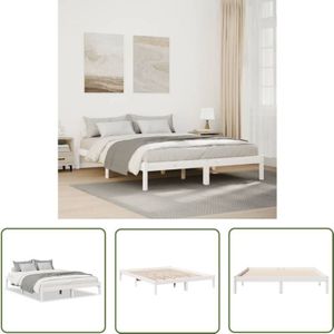 VidaXL Massivholzbett Extra Lang ohne Matratze Weiß 140x220 Kieferholz