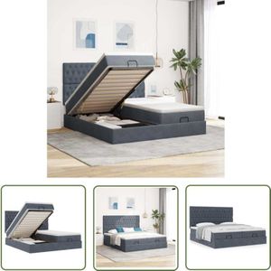 VidaXL Ottoman-Bett mit Matratzen Dunkelgrau 180x200 cm Samt