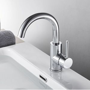 Wasserhahn Bad Armatur Chrom 360° Drehbar Waschbecken Mischbatterie Waschtischarmatur Einhandmischer Badarmatur mit Abnehmbarem Perlator für