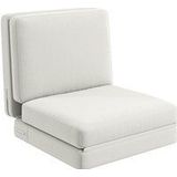 Homcom - Bodensofa 3-in-1 Klappbar Schlafsofa mit Samtoptik, Gepolstert Sofabett bis 240 kg belastbar, für Schlafzimmer, Wohnzimmer, Cremeweiß