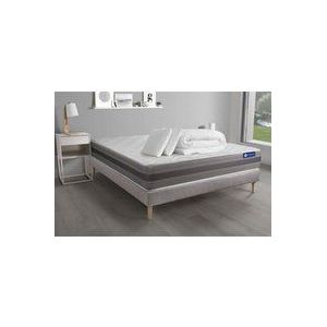 Actisom - Komplettpaket Bett - Matratze 140x200 cm + Boxspringbett mit Lattenrost (im Set) + 2 Kopfkissen + Bettdecke - Actimemo Relax