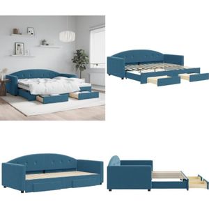 Vidaxl - Tagesbett Ausziehbar mit Schubladen Blau 90x200 cm Samt - Sofa Bett - Schlafcouch - Gästebett - Daybed - Boxspringbett - Home & Living