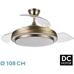 Fabrilamp - Industrie-Deckenventilator weiß, 60W, Flügel de 140 cm, mit Controller de Wand, ideal für die Belüftung in großen Räumen.