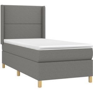 Vidaxl - Boxspringbett mit Matratze Dunkelgrau 100x200 cm Stoff