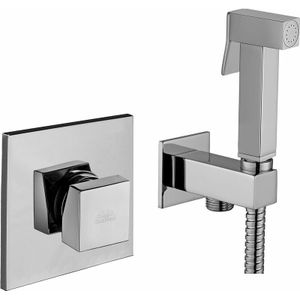 Paffoni - Quadratisches Bidet-Set komplett mit Schlauch und Halterung mit Wasseranschluss KITDUP112CR Chrom