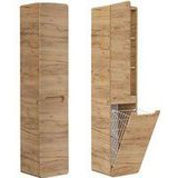 Badezimmer Hochschrank mit Wäschekorb LUTON-56-CRAFT Wotan Eiche Nb., b/h/t ca. 35/170/35cm