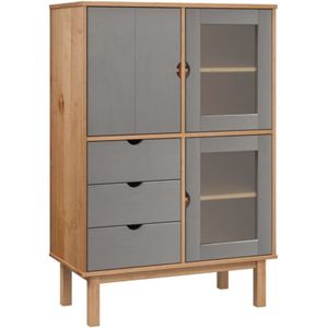 Vidaxl - Highboard otta Braun&Grau 85x43x125 cm Massivholz Kiefer