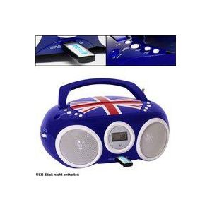Design cd Spieler Stereo Radio usb Anlage Jungen Kinder Zimmer Musik Big Ben CD32 Union Jack blau