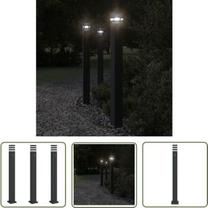 The Living Store - Wegeleuchten mit Bewegungsmelder 3 Stk. Schwarz 110cm Aluminium - Außenbeleuchtung - LED-Beleuchtung - Gartenlampe - Solarlampen