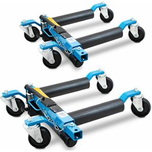 2 Stück pkw Rangierhilfe Rangierheber hydraulisch Wagenheber Auto Rangierroller Rangierheber belastbar bis 680 kg pro Rangierroller (Blau) - Bituxx