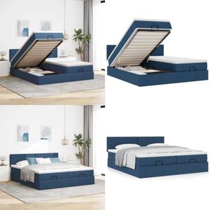 vidaXL Ottoman-Bett mit Matratzen Blau 200x200 cm Stoff