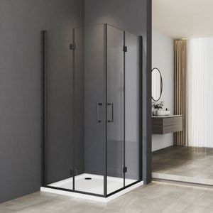 Boromal - Duschkabine Drehfalttür 100x120cm, 180°Drehfalttür Eckeinstieg, Schwarz Dusche Falttür, Duschabtrennung 5mm nano Glas
