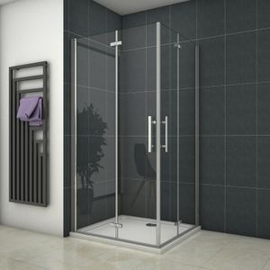 Duschparadies-de - 80X90cm Duschkabine Eckeinstieg Duschabtrennung Duschwand Dusche 6mm esg nano Glas Duschtür Höhe 195cm