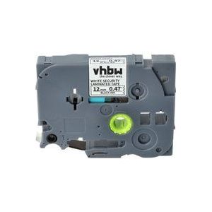 1x Schriftband-Kassette kompatibel mit Brother pt 1100CH, 1080SBT, 1090, 1090BK, 1100 Etiketten-Drucker 12mm Schwarz auf Weiß Sicherheitsband - Vhbw