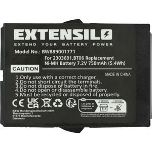 Extensilo - Akku Ersatz für Ikusi 2303691, BT06 für Industrie-Funkfernsteuerung Fernbedienung (750 mAh, 7,2 v, NiMH) - Schwarz
