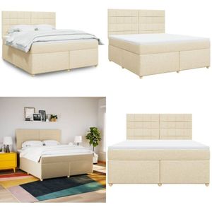 vidaXL Boxspringbett mit Matratze Creme 180x200 cm Stoff
