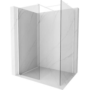 Kioto Duschwand Walk-in 115 x 90 cm, transparent, weiß - 800-115-202-20-00-090 - Mexen