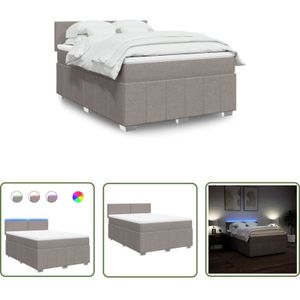 VidaXL Boxspringbett mit Matratze Taupe 140x200 cm Stoff