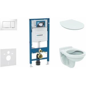 Duofix - Installationselement für Wand-WC mit Betätigungsplatte SIGMA30, weiß/Chrom glänzend + wc Alpha und wc Sitz 111.300.00.5 ND5 - Geberit