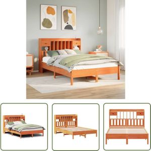 VidaXL Massivholzbett mit Regal ohne Matratze Wachsbraun 120x200 cm