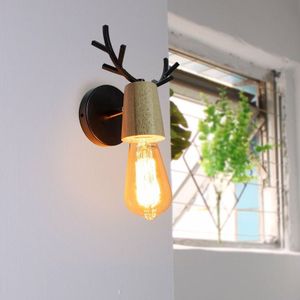 Axhup - Wandleuchte Kreative, Moderne Geweih Form Wandlampe, Wandstrahler Licht aus Metall und Holz E27 Fassung für Schlafzimmer Wohnzimmer Treppen