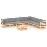 9-tlg. Garten-Lounge-Set mit Kissen Massivholz Kiefer vidaXL