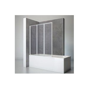 Badewannenfaltwand 3-teilig faltbar - 127 x 140 cm, Kunstglas Tropfen Dekor, Alu Natur - Schulte