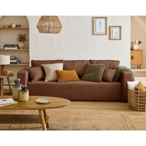 Topaze - 3-sizter sofa - schlaffunktion und bettkasten - aus stoff - terrakotta