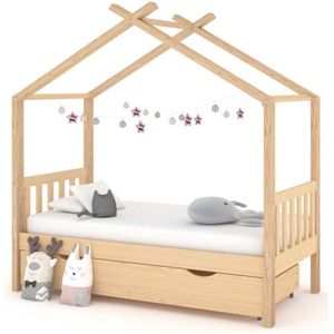 Kinderbett mit Schublade Massivholz Kiefer 80x160 cm