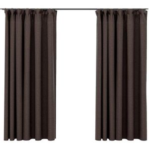 Verdunkelungsvorhänge Haken Leinenoptik 2 Stk. Taupe 140x175 cm Vidaxl