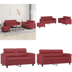 Vidaxl - 3-tlg. Sofagarnitur mit Kissen Weinrot Kunstleder - Weinfarbener Couchtisch - Couchgarnitur - Ledercouch - Lounge Möbel - Wohnzimmer