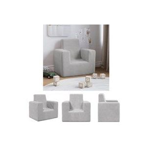 Kindersofa Hellgrau Weich Plüsch - Kinder Sofa - Kuschel Sofa - Bequeme Sitzgelegenheit Für Kinder - Spielzeug Sofa - Grau Sofa - The Living Store