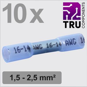 Tru Components - TC-13448496 Stoßverbinder mit Schrumpfschlauch 1.5 mm² 2.5 mm² Vollisoliert Blau 10 s