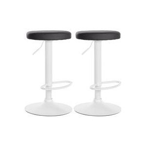 2er Set Barhocker Ponte Kunstleder schwarz Metall matt weiss