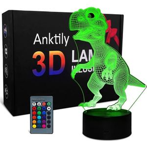 Fitags - Dinosaurier-Nachtlicht für Kinder, Dinosaurier-Spielzeug für Jungen, 16 Farben Licht 3D-Dinosaurier-Lampe mit Fernbedienung für 2 3 4 5 6 7+