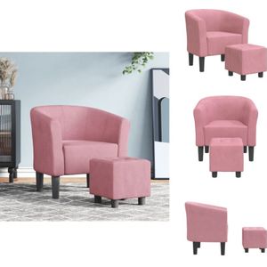 Vidaxl - Clubsessel mit Fußhocker Rosa Samt - Samtsofa - Sessel Rosa - Lounge Chair - Gemütlicher Sessel - Sofa Set