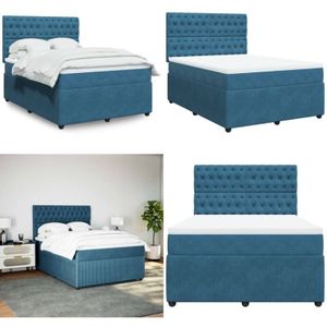 vidaXL Boxspringbett mit Matratze Dunkelblau 140x200 cm Samt