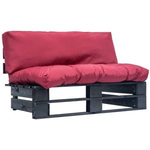 Garten-Palettensofa mit Kissen in Rot Kiefernholz
