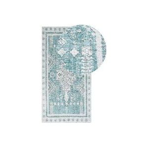 Beliani - Teppich aus Baumwolle Polyester 80 x 150 cm Mintgrün Orientalisches Muster Vintage Wohndekor