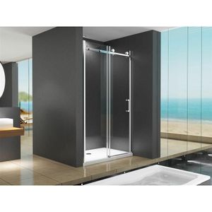 Buylando - Viktoria 100x195 cm Nischendusche mit Schiebetür - Silber Beschläge