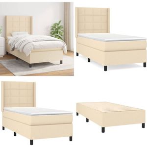Vidaxl - Boxspringbett mit Matratze Creme 100x200 cm Stoff - Boxspringbett - Doppelbett - Cremefarbenes Bett - Bettenrahmen - Lattenrost - Home &