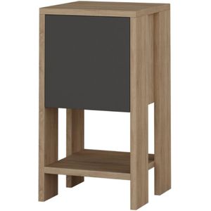 Nachttisch aus Holz und Grau mit Stauraum sisa