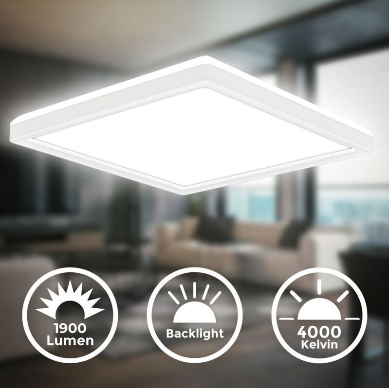 LED Panel 24x24 cm - 16W, 1900lm, flach, backlight, neutralweiß, weiß
