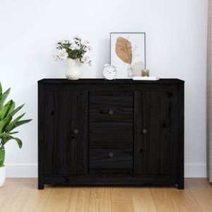 Torana - Sideboard Schwarz 100x35x74 cm Massivholz Kiefer
