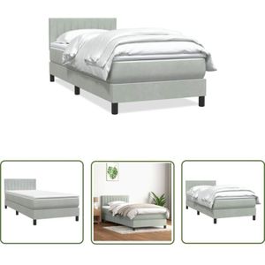 VidaXL Boxspringbett mit Matratze Hellgrau 80x210 cm Samt