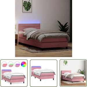 VidaXL Boxspringbett mit Matratze Rosa 100x220 cm Samt