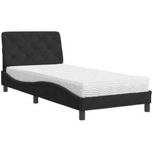 Vidaxl - Bett mit Matratze Schwarz 90x200 cm Samt