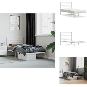 Vidaxl - Bettgestell mit Kopfteil Metall Weiß 80x200 cm - Metallbettfundament - Bettrahmen - Doppelbett - Weißes Bettgestell - Boxspringrahmen