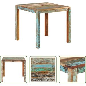 The Living Store Esstisch 82x80x76 cm Altholz Massiv - Holz Tisch - Esstisch - Vintage Tisch - Recyceltes Holz - Massiver Tisch