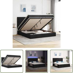 VidaXL Ottoman-Bett mit Matratzen & LEDs Schwarz 200x200 cm Stoff